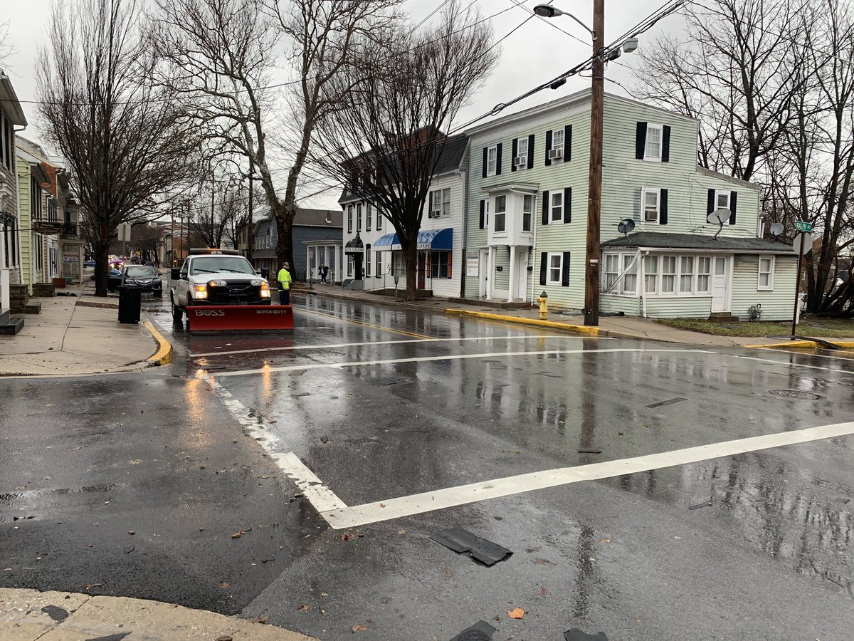 Damage done in Westminster along Main Street after tornado warnings earlier this morning 