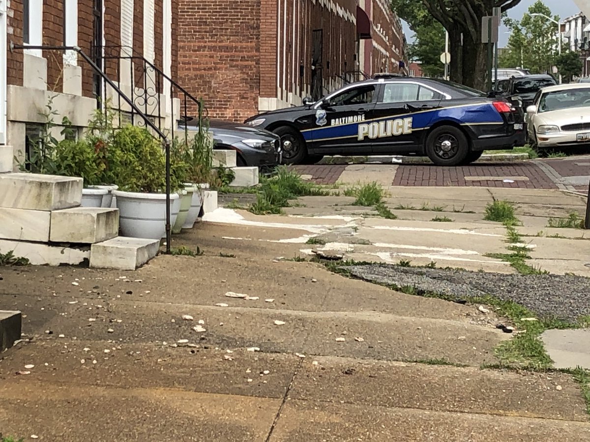 West Baltimore Homicide— Around 4:40 a.m. police responded for a reported shooting and found a man on the sidewalk in the 2600 block of Harlem Ave.  He had gunshot wounds to his body and was transported to a hospital where he died from the injuries.