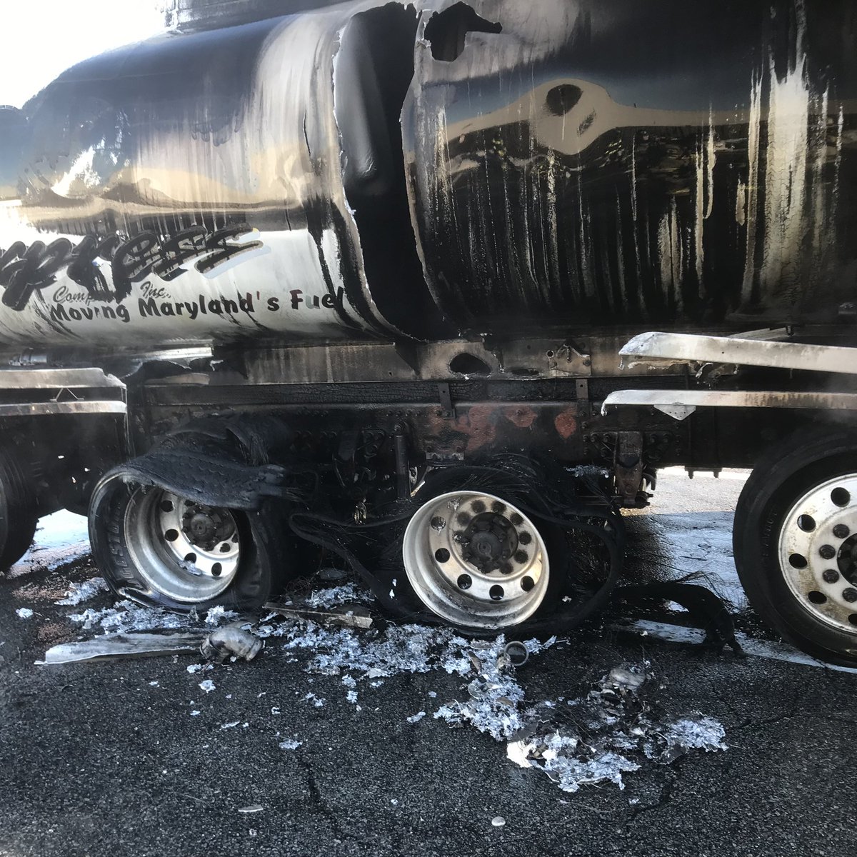 Approx. 9:06 AM PGFD units were dispatched to the 4700-block of Auth Place in Suitland for a reported hazmat incident. On scene crews found a tanker truck on fire. The fire is now out, and there were no injuries