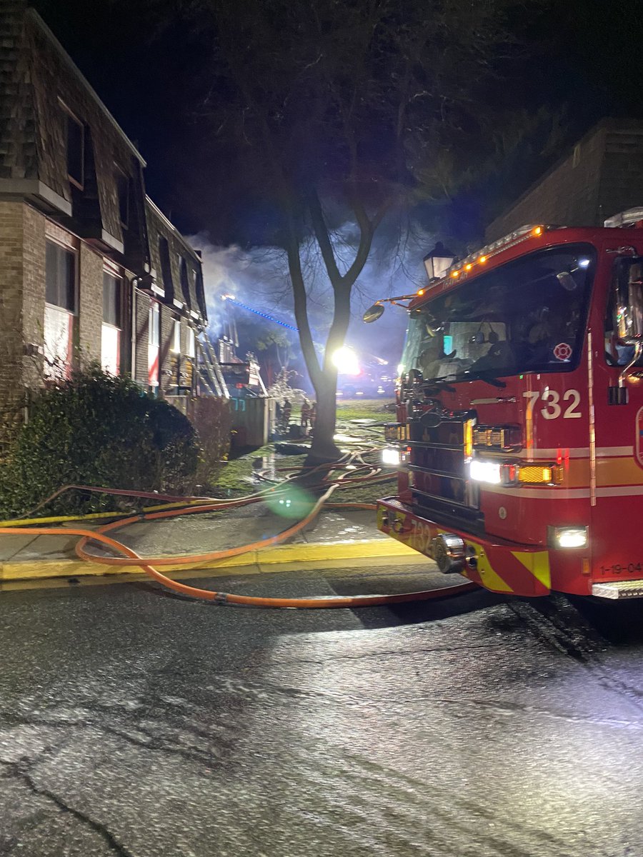 Two alarm fire at townhomes on Deer Park Rd. near Gaithersburg high school. All people have been evacuated and accounted for, no injuries. At one point about 100 firefighters were on scene battling this blaze. Crews are focused on the roof which keeps reigniting