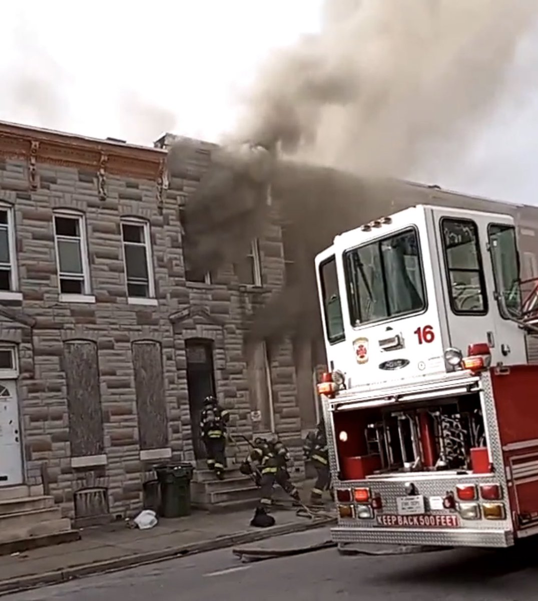 Fire 2300 blk Druid Hill Av 21217 PennNorth @JamesTorrenceJD  BMORESBravest arrived with smoke showing from a 2 story row home. Additional units called. Druid Hill is shut down from Whitelock to North