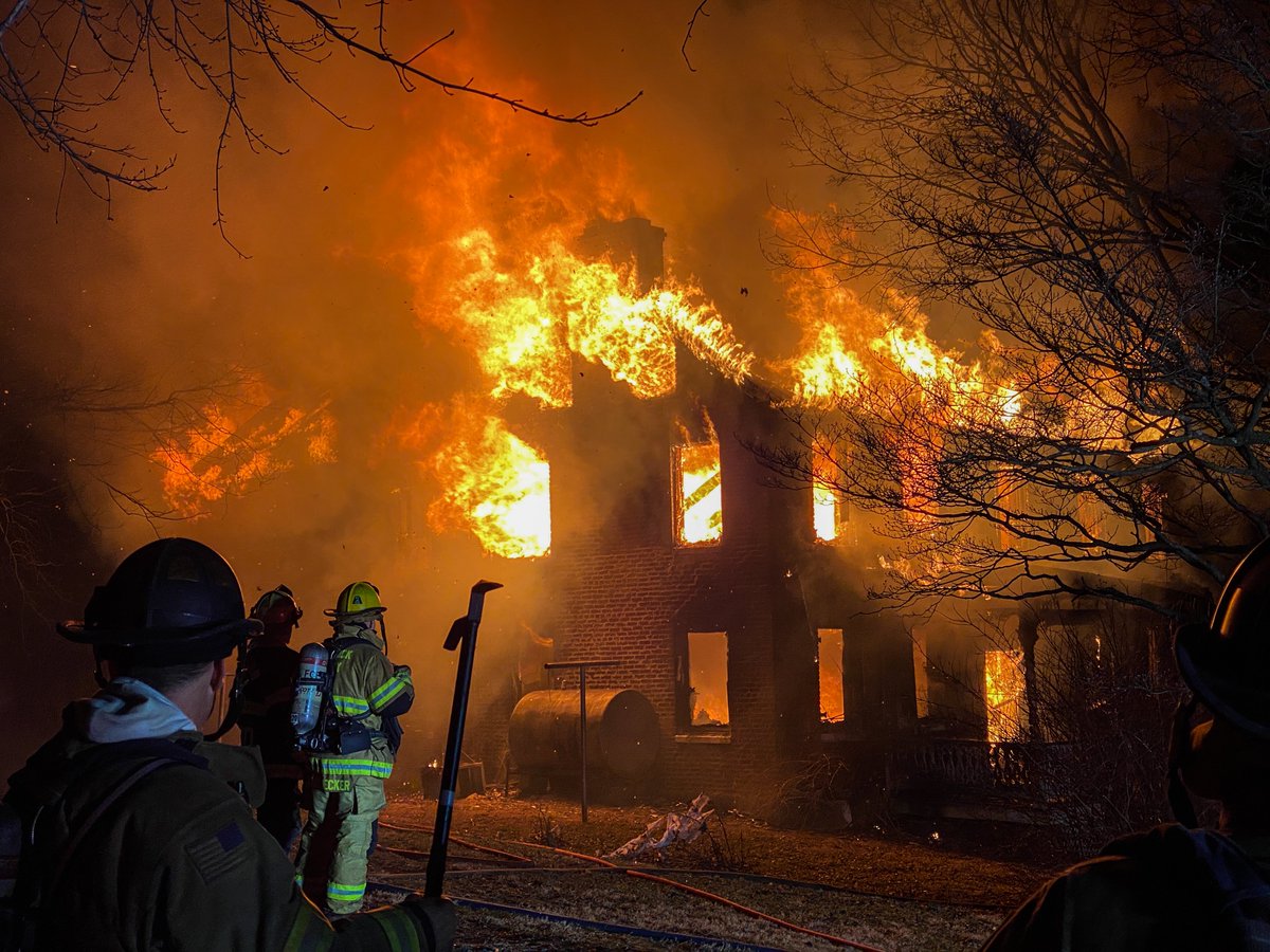 Frederick County Fire & Rescue battle a house fire on Fry Road in Jefferson, MD, Weds evening.  Heavy fire from all sides showing on arrival; RID + Tanker Task force + Fire Task force.  