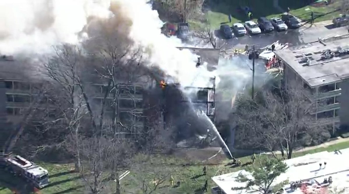 Fire breaks out in a 4-story garden apartment building on the 7200 block of Donnell Place