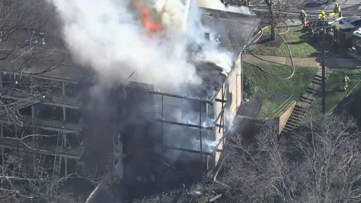 Fire breaks out in a 4-story garden apartment building on the 7200 block of Donnell Place