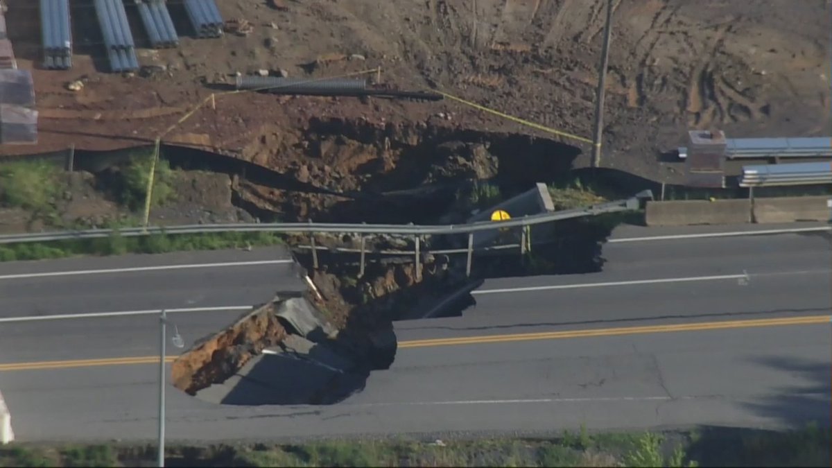 A massive sinkhole on Monocacy Boulevard near U.S. 70 in Frederick is still causing major traffic issues in the area Monday morning