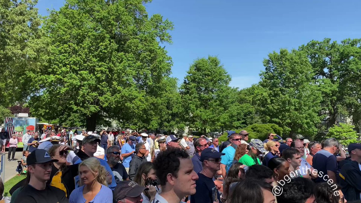 A large crowd of spectators gathered to watch the climb here in Annapolis, Maryland. The ritual marks the end of the first year for 'plebes' at the US Naval Academy