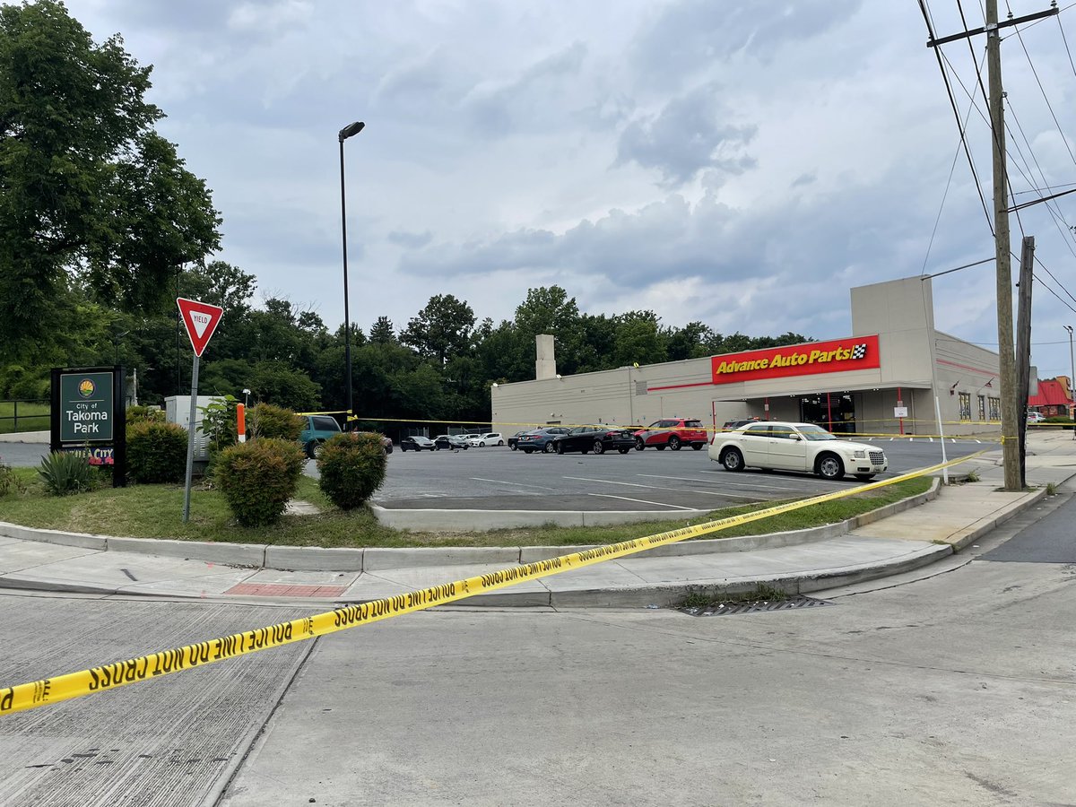 Police are investigating a shooting in the parking lot of Advance Auto Parts near New Hampshire Ave. in Takoma Park, MD