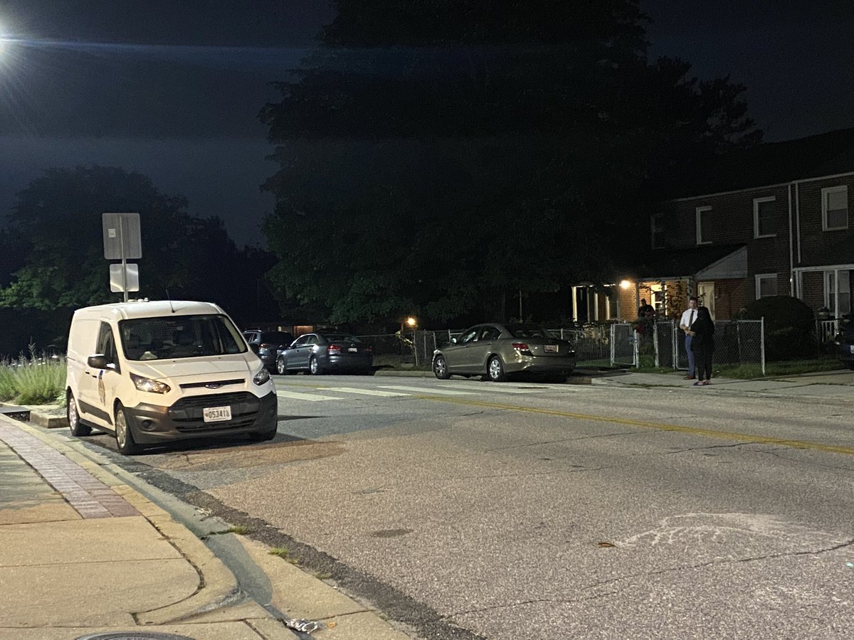 A child shot in Baltimore County.  Detectives and forensic van still on scene at a house on the 6300 block of Sherwood Road this morning