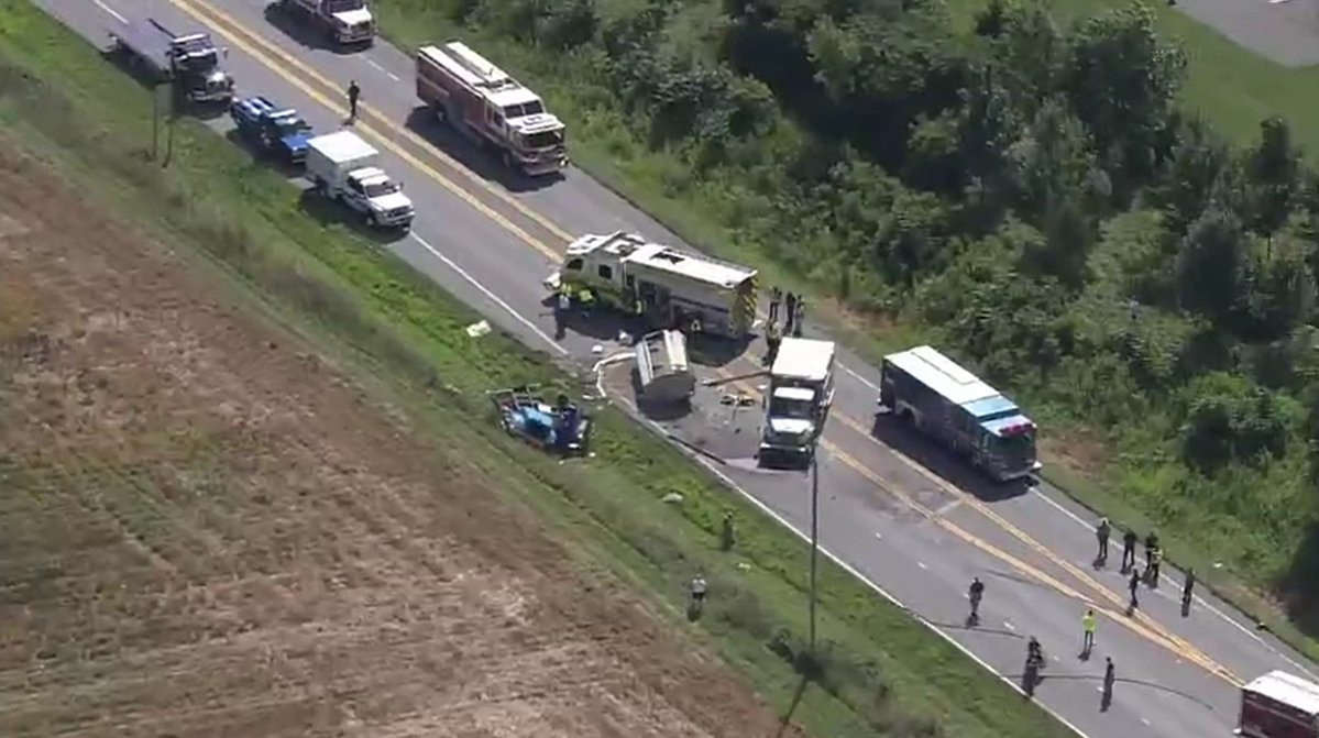 Collision involving an overturned tanker & fuel spill/hazmat on W. Watersville Rd. near Ridge Rd. in Mount Airy