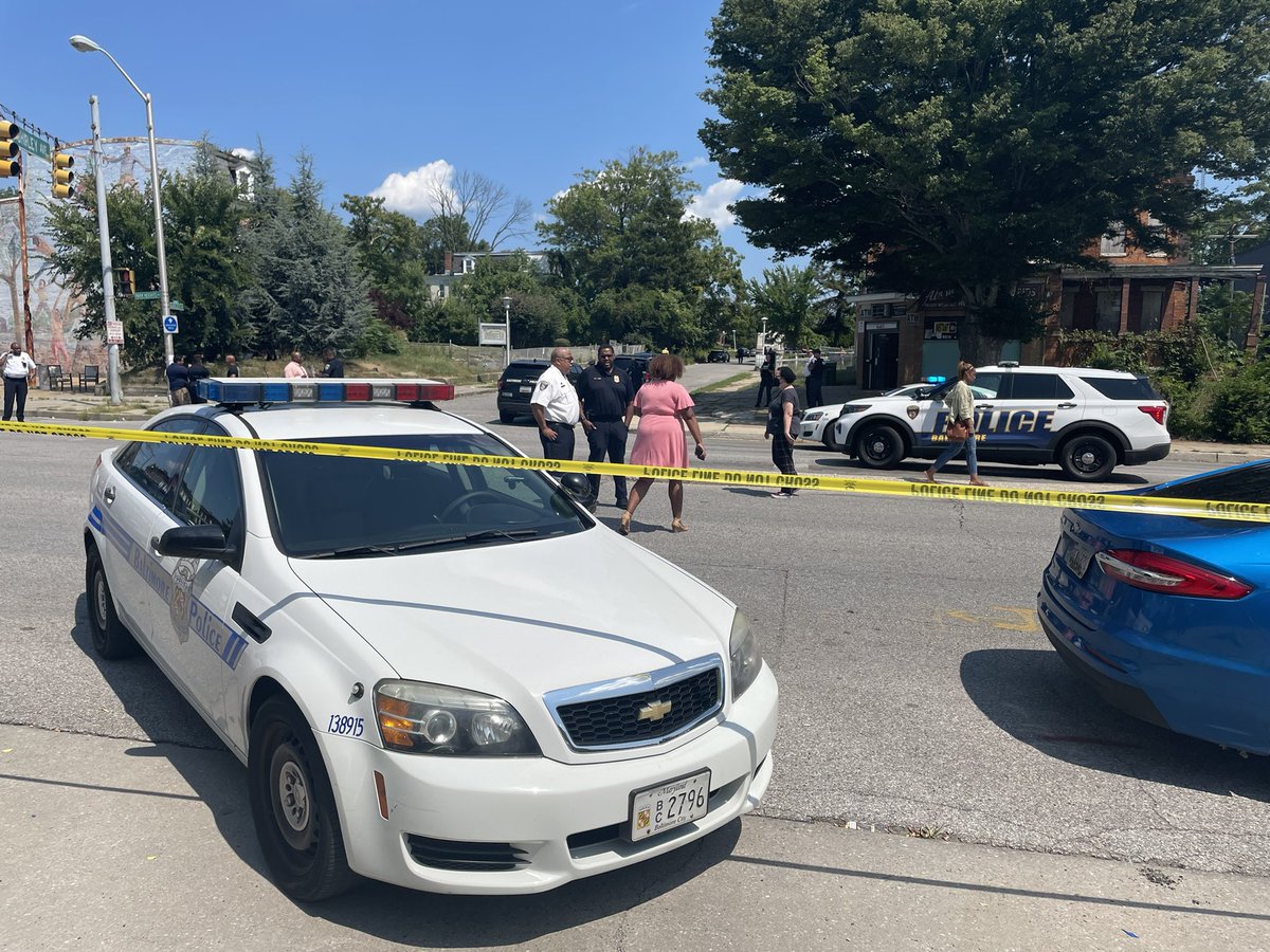 Scene in the Greenspring neighborhood of NW Baltimore for reports of a shooting. Corner of Shirley and Park Heights