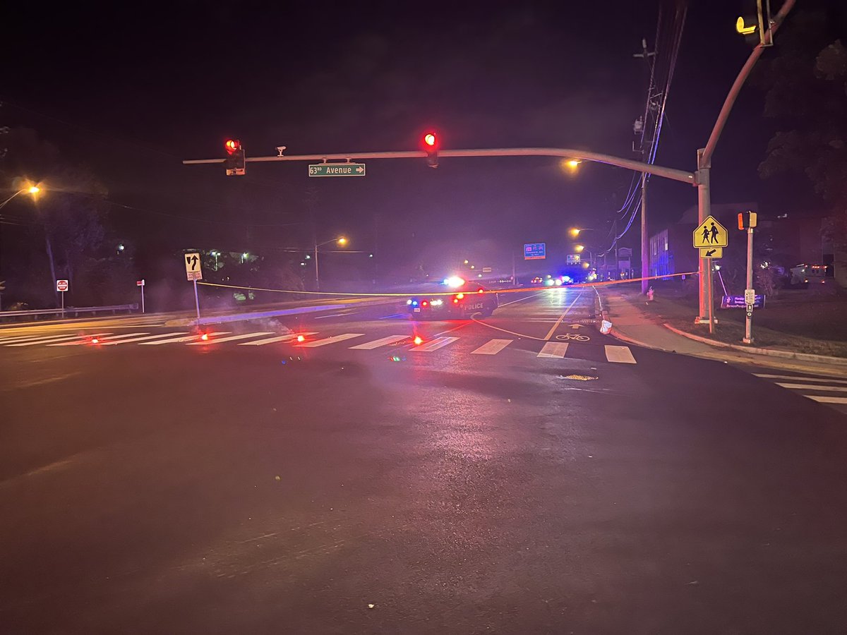 Scene on Greenbelt Road. The road closure starts here at 63rd Avenue and extends to Kenilworth Avenue, which is where the pedestrian was hit and killed. multiple drivers drive through the tape here— somehow not understanding the road is closed