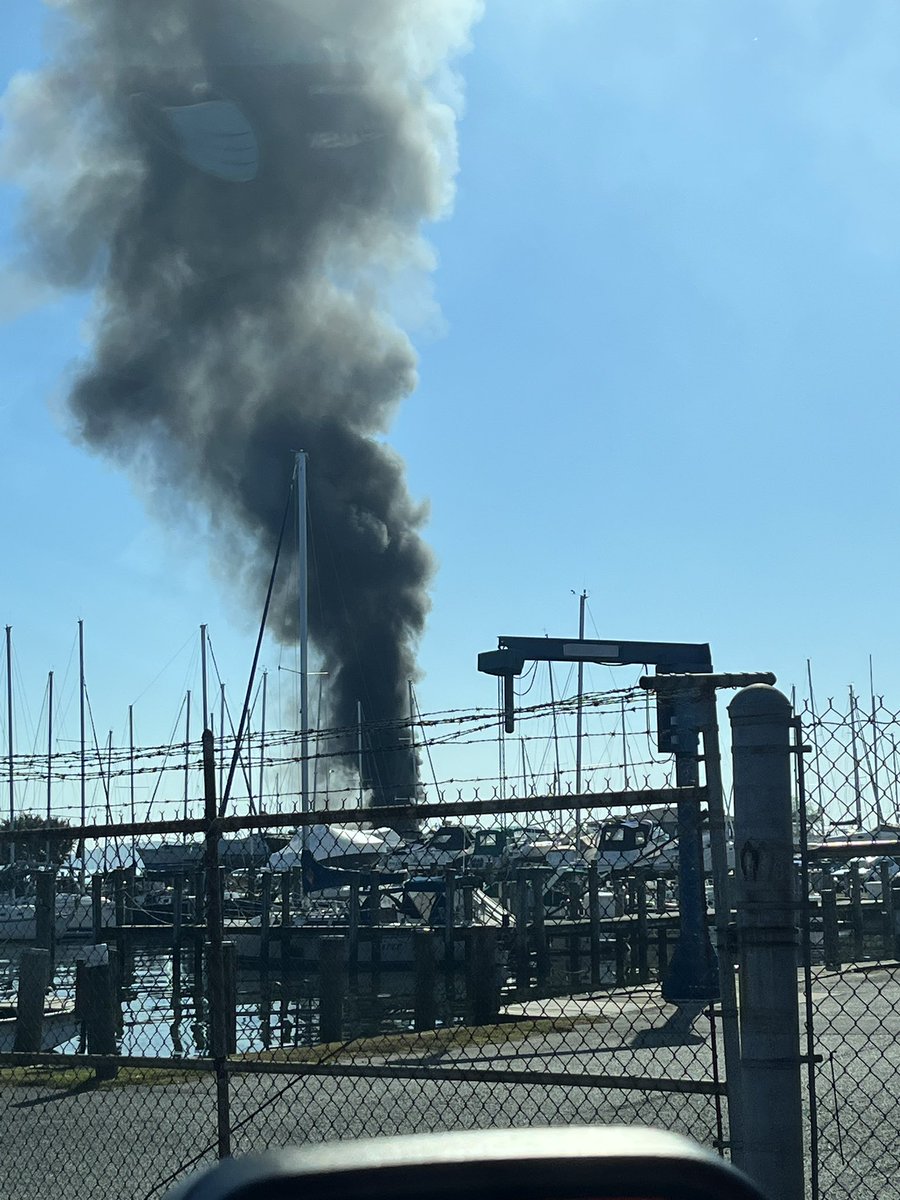 SHCo crews are responding to Tidewater Marina, 100 Bourbon Street, for the reported boat fire. Deputy Chief 5 first on scene with a large vessel well involved against the fuel pumps. Command is reporting the fuel pumps are shut down & crews are working to extinguish the blaze