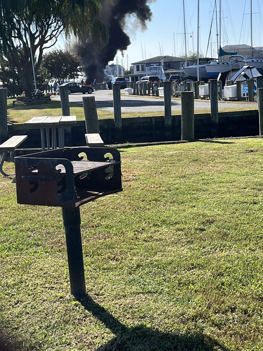 SHCo crews are responding to Tidewater Marina, 100 Bourbon Street, for the reported boat fire. Deputy Chief 5 first on scene with a large vessel well involved against the fuel pumps. Command is reporting the fuel pumps are shut down & crews are working to extinguish the blaze