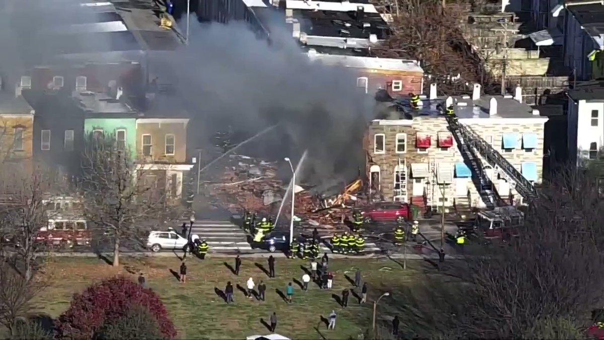 Crews are responding to a possible explosion involving several homes in Baltimore's Pigtown neighborhood.