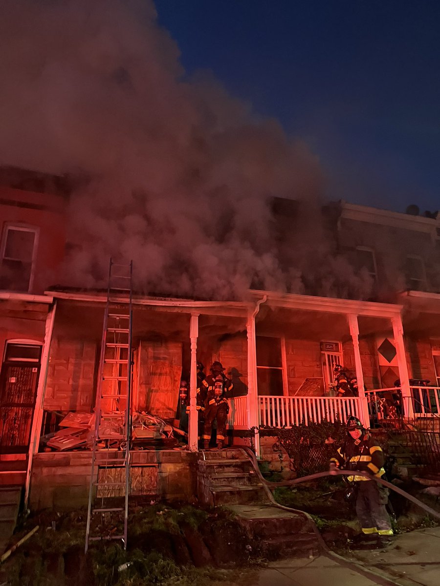 Around 6:40 this morning, BMORESBravest responded to a row home fire in the 2500 blk W Pratt St 21223 ShipleyHill @docbullock. Additional units had to be called as fire extended to other homes