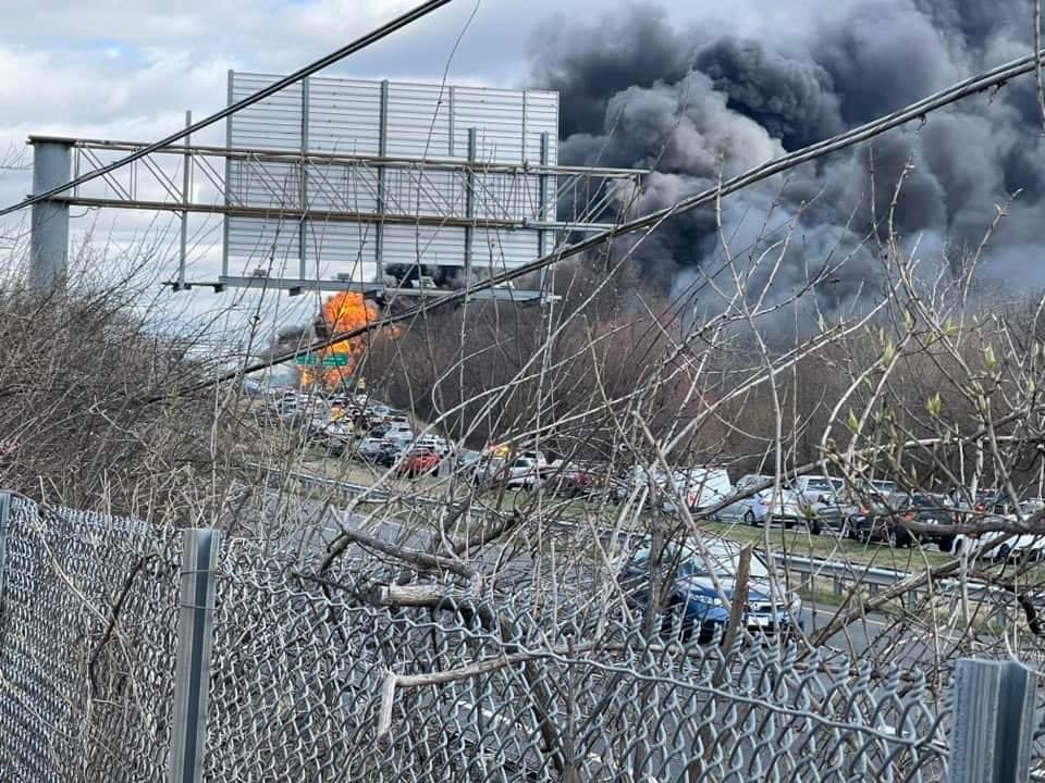 Gasoline tanker truck spill and explosion in Frederick, Maryland on Route 15  