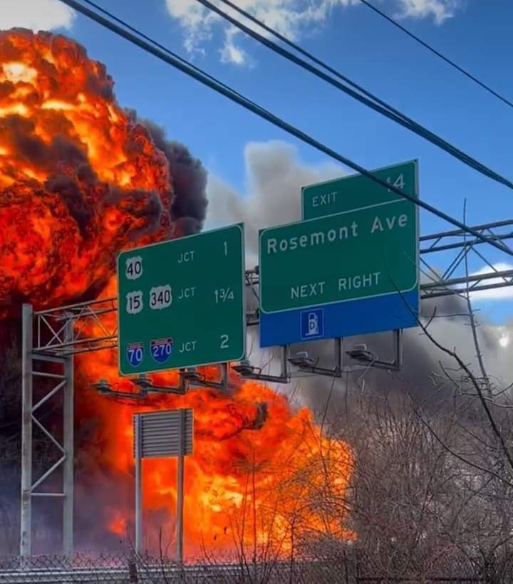 Tanker truck and several houses on fire in Frederick, Maryland. Firefighters are calling for additional units to control the fire. Traffic is being diverted