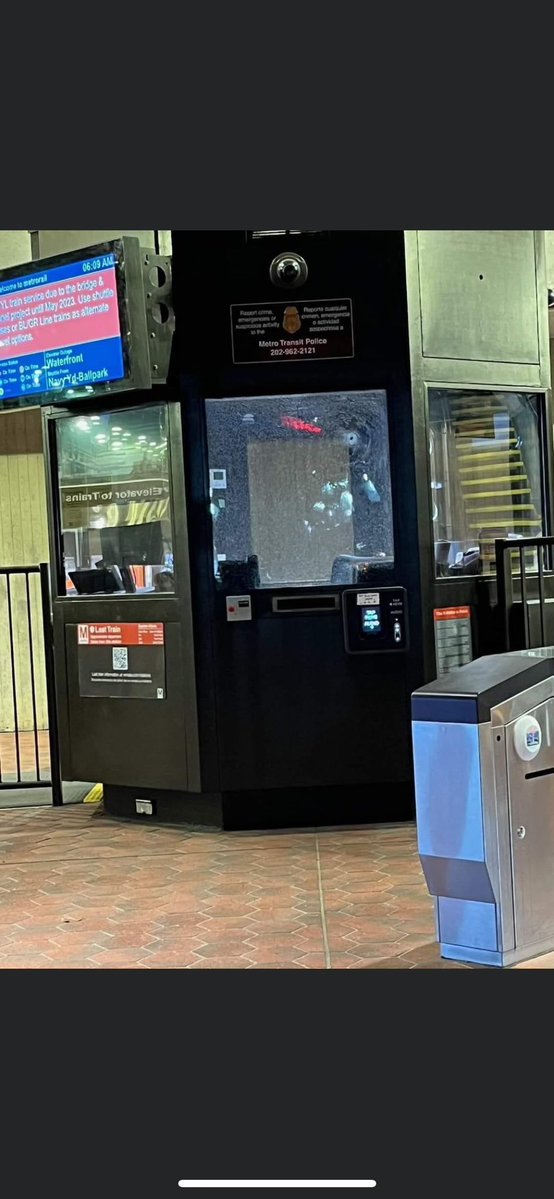 A bullet hole was seen in the managers booth at Landover Station after a non contact shooting
