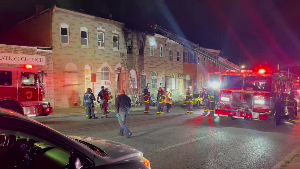 Baltimore firefighters are on the scene of a row home fire in the 2500 block of Frederick Avenue.
