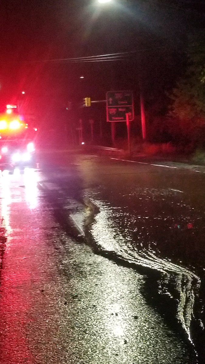Scene of a water main break at Cromwell Bridge Rd and Cowpens Ave. Both roads are shut down