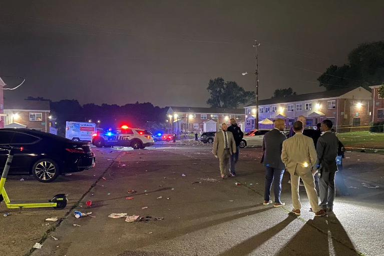 Mass shooting in Baltimore, MD leaves at least 4 dead and up to 26 others injured. nnGunfire broke out as hundreds of people were gathered in the area for an event called . Brooklyn Day. Still an active scene with limited details available yet