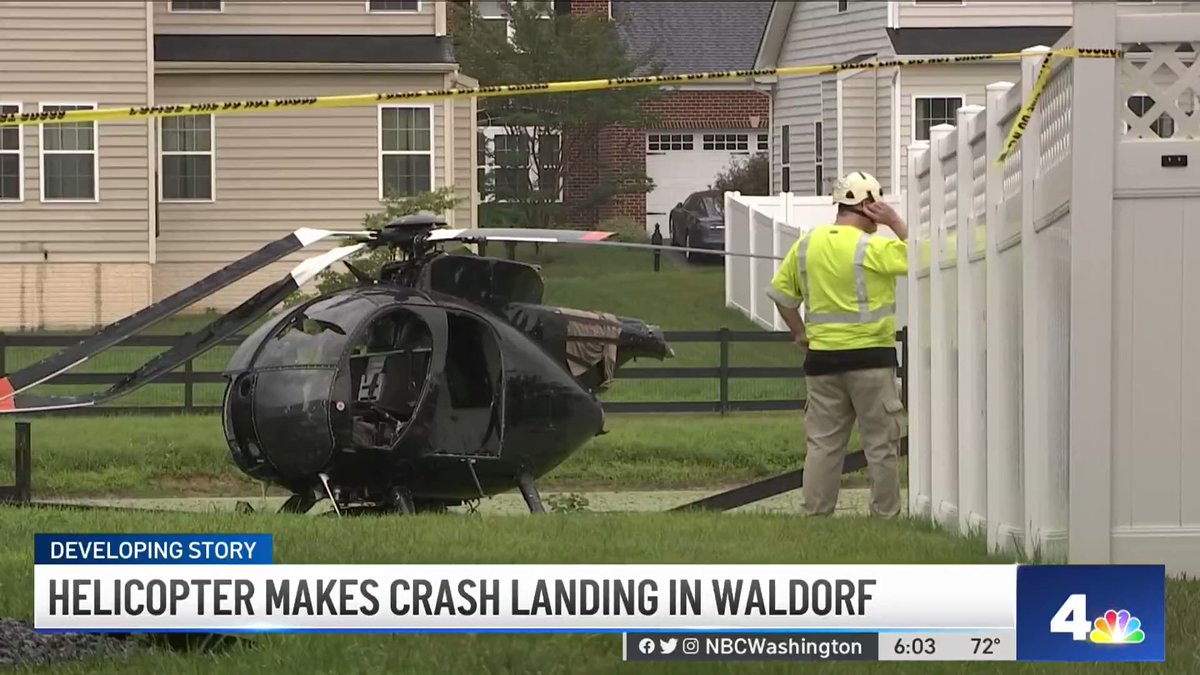 The helicopter is just spinning down and crashing right in the grass through the fence here,  said one Waldorf man who saw the helicopter crash