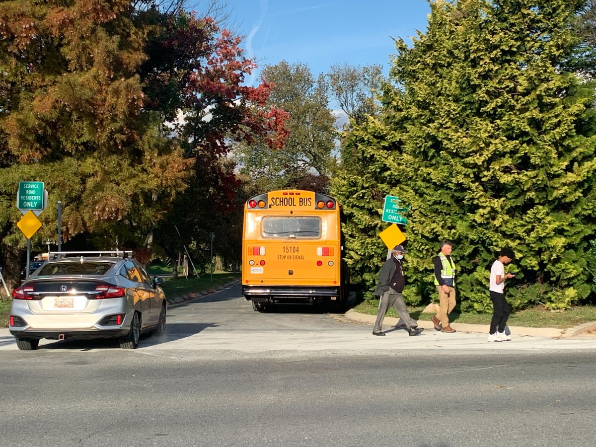 Man struck by a school bus on East West Hwy and Grubb Rd at 3:54pm. He was transported to an area hospital in critical condition. A child inside the school bus sustained minor injuries and was transported to an area hospital