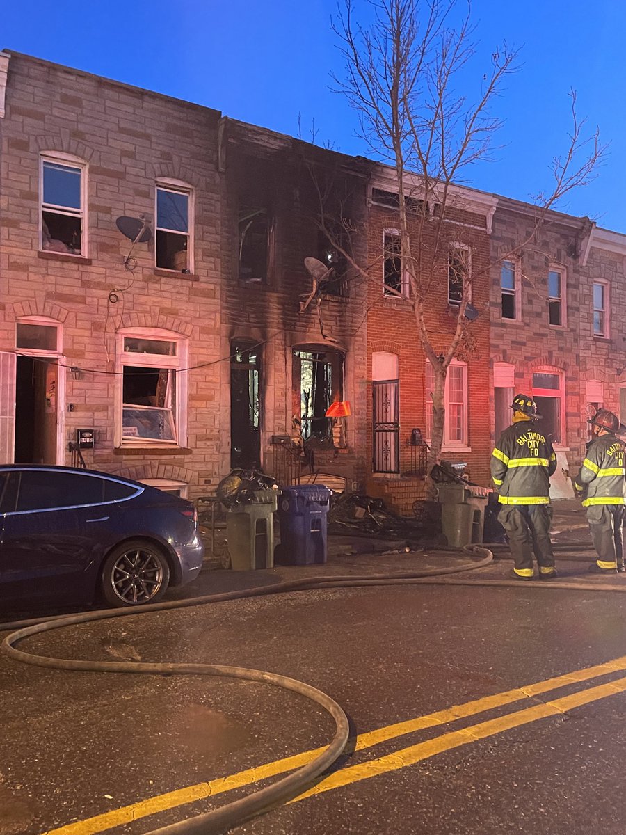 Take a look at the damage of the two story home that caught on fire this morning on the 3400 block of East Lombard Street. BCFD tells this was a very challenging fire and 3 people are in the hospital, including two kids