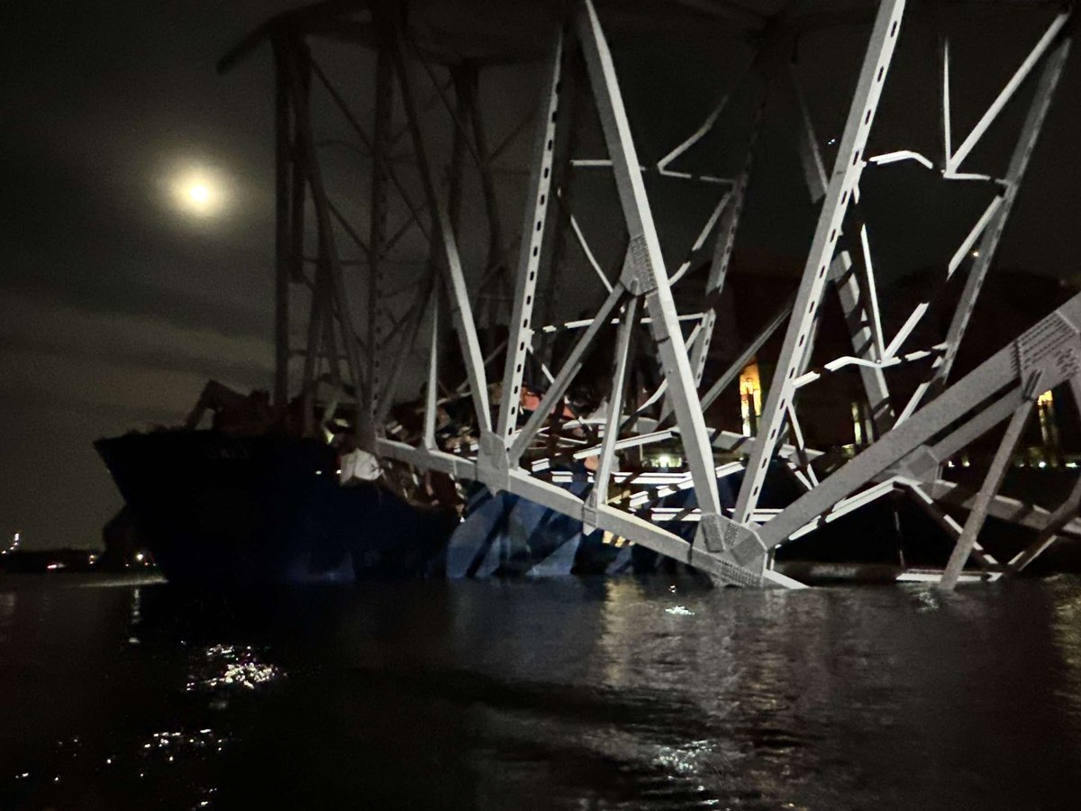 Photos of the collapsed Key Bridge sent to us by residents in the area.