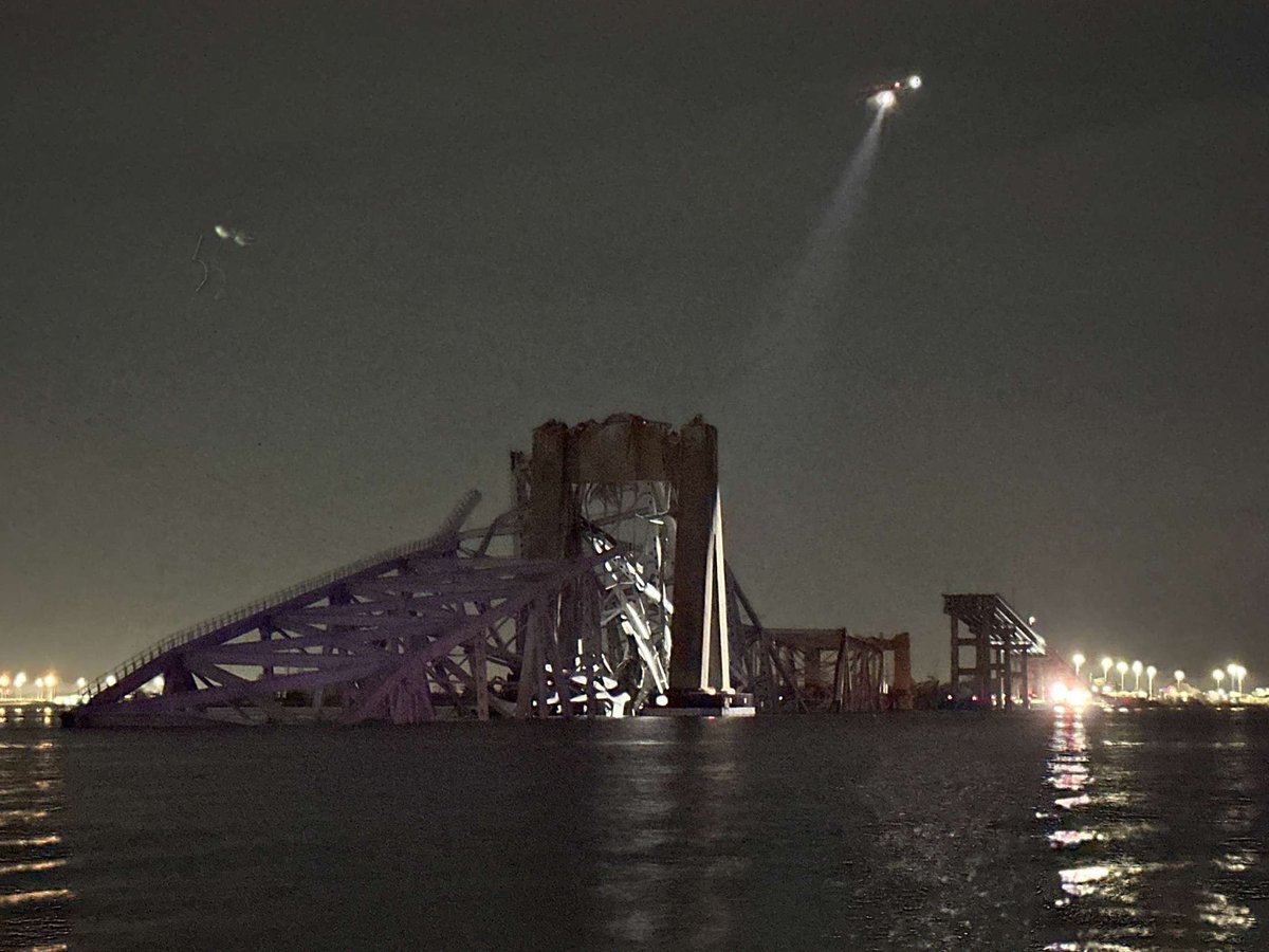 Photos of the collapsed Key Bridge sent to us by residents in the area. 