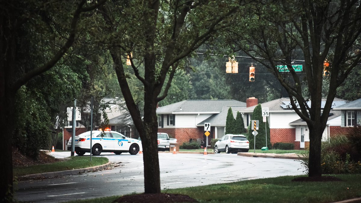 Flooded roadway is Millers Island Road in Sparrows Point from this morning. Now BCoPD officers are working to keep motorists safe with a downed wire at Providence Road &amp; Goucher Blvd