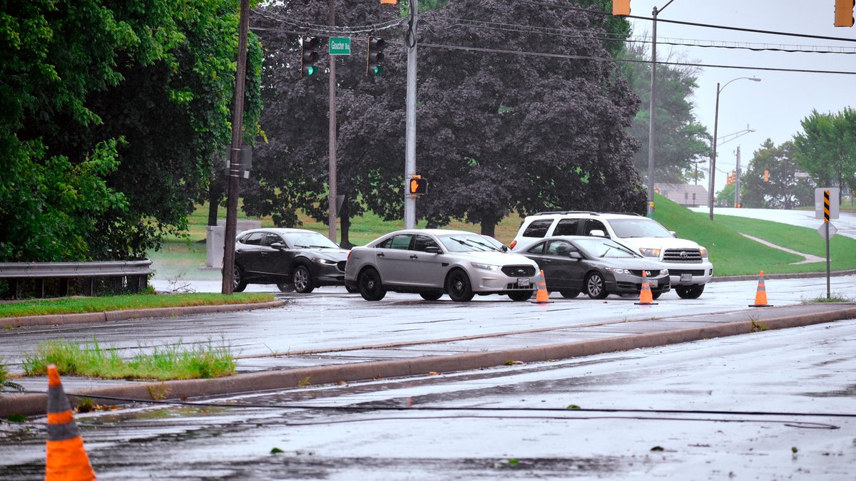 Flooded roadway is Millers Island Road in Sparrows Point from this morning. Now BCoPD officers are working to keep motorists safe with a downed wire at Providence Road &amp; Goucher Blvd