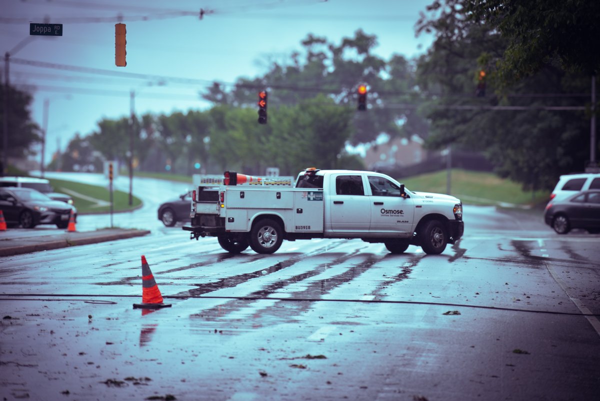 Flooded roadway is Millers Island Road in Sparrows Point from this morning. Now BCoPD officers are working to keep motorists safe with a downed wire at Providence Road &amp; Goucher Blvd