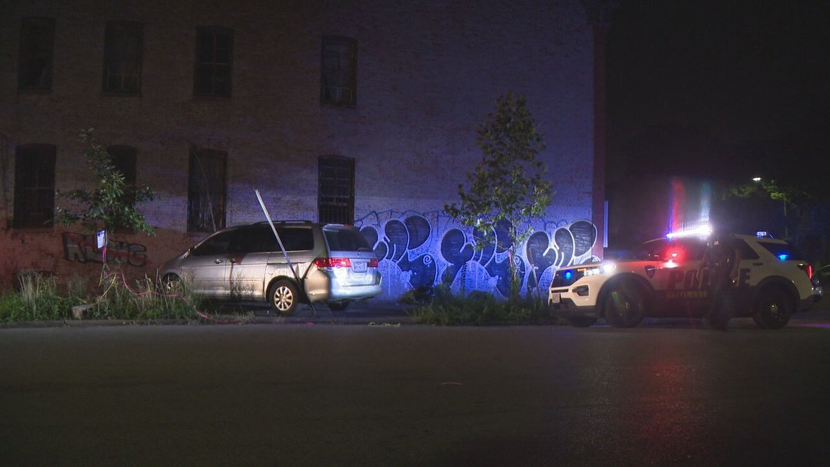 A car hit a building in the 1700 block of N. Fulton Ave