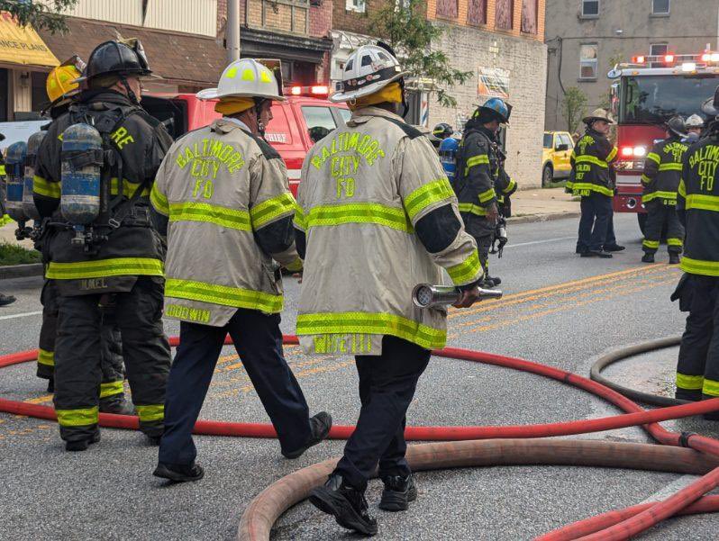 Baltimore Fire was dispatched to the 2200 blk of Harford Rd,with fire showing on the 2nd and 3rd flrs of a vacant 3story commercial building. The fire extended to an adjacent building, prompting a 2nd alarm. There were no injuries. Box T5-40