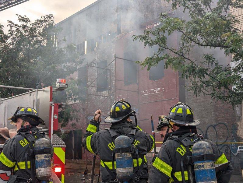 Baltimore Fire was dispatched to the 2200 blk of Harford Rd,with fire showing on the 2nd and 3rd flrs of a vacant 3story commercial building. The fire extended to an adjacent building, prompting a 2nd alarm. There were no injuries. Box T5-40