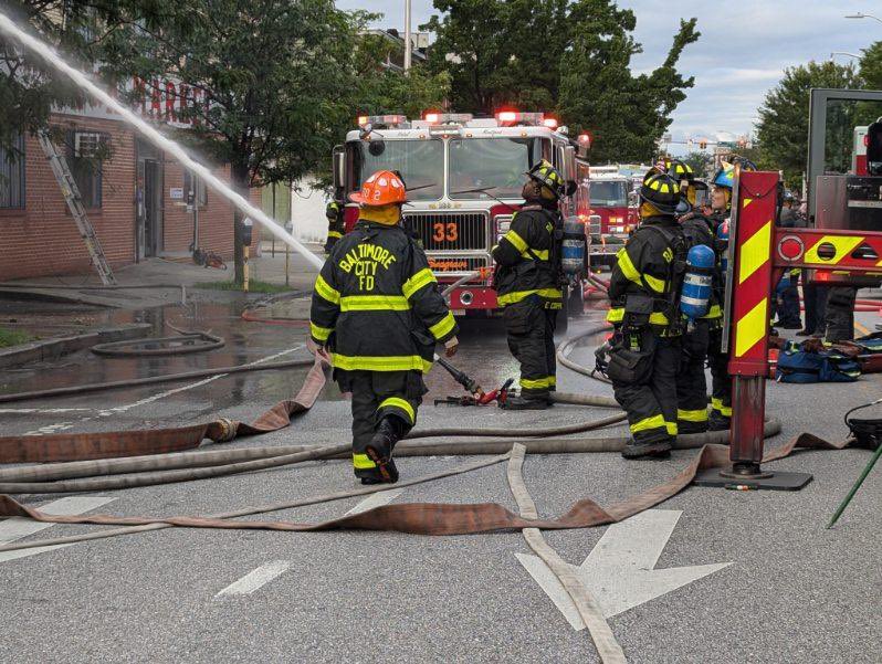 Baltimore Fire was dispatched to the 2200 blk of Harford Rd,with fire showing on the 2nd and 3rd flrs of a vacant 3story commercial building. The fire extended to an adjacent building, prompting a 2nd alarm. There were no injuries. Box T5-40