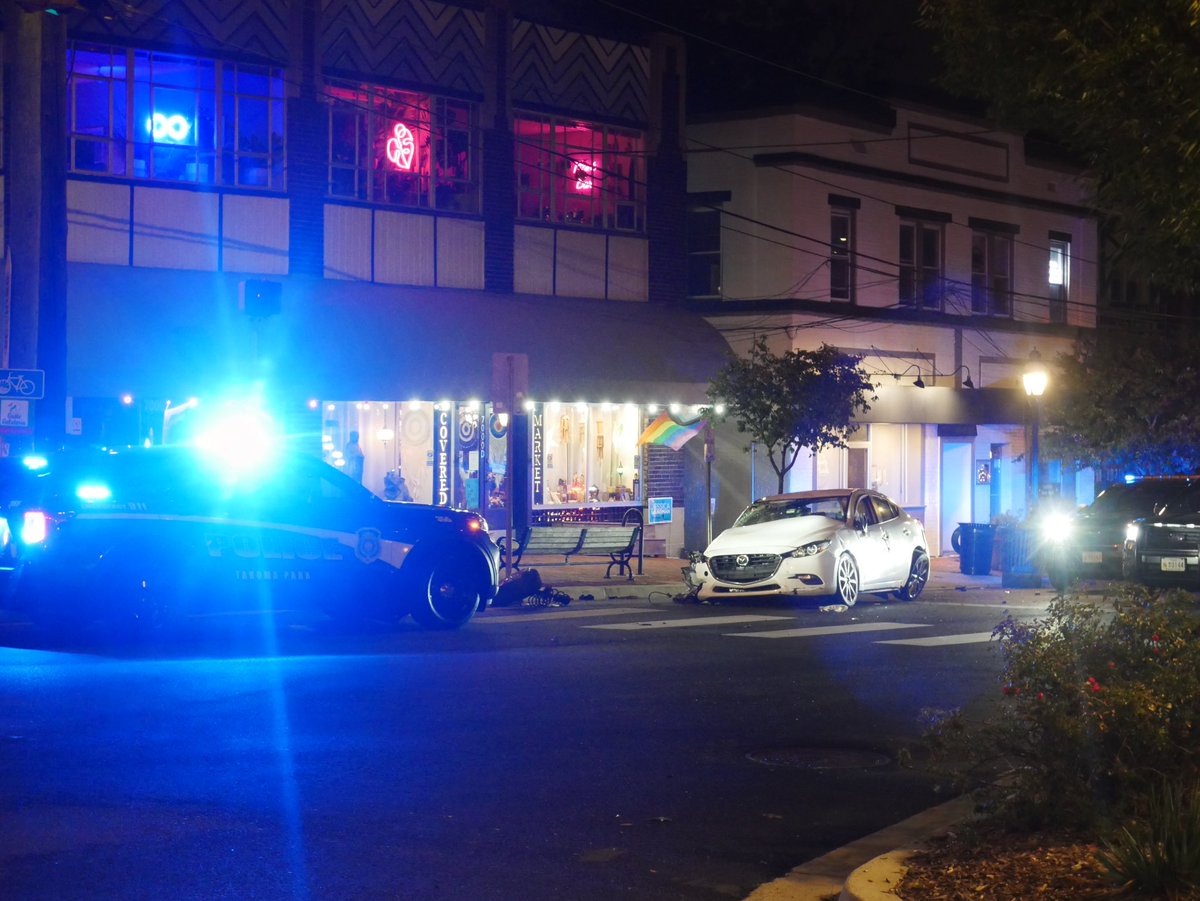 ANOTHER STOLEN CAR CRASH IN TAKOMA PARK: Laurel Ave & Carroll Ave in Takoma Park— an officer spotted the stolen Mazda & followed it to the intersection, where the suspect crashed & fled on foot. The suspect was last seen running near Tulip & Willow Avenues.Takoma Park Police are scene of a hit-and-run crash involving a stolen Hyundai on Philadelphia Ave & Piney Branch Rd. 3 males & 2 females immediately fled from the Hyundai after the crash. Philadelphia Ave is shutdown at Piney Branch