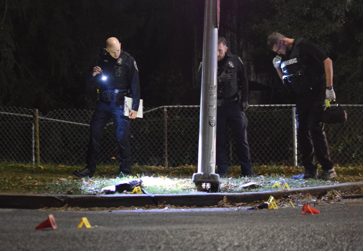 Police said the man had been shot in the head. Officers at the crime scene found some evidence of the shooting in the street, but the majority of the evidence lay in a small cluster near the mouth of an alleyway behind Star Buds