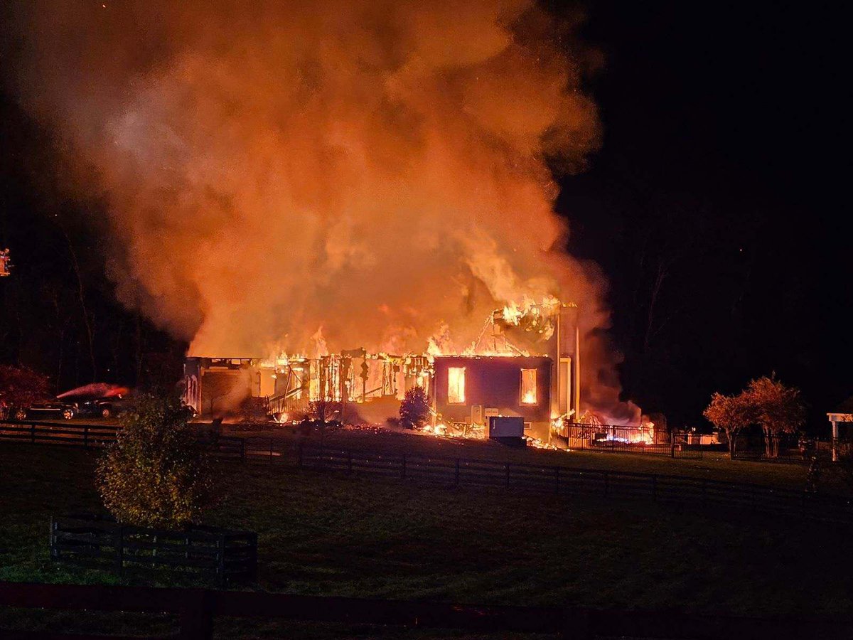 Peachtree Rd, Barnesville, large single family home, all occupants got out, @mcfrs @mcfrs FFs arrive and encountered heavy fire conditions route this house, this is a non-hydrant area & thousands of gallons of water will shuttled in