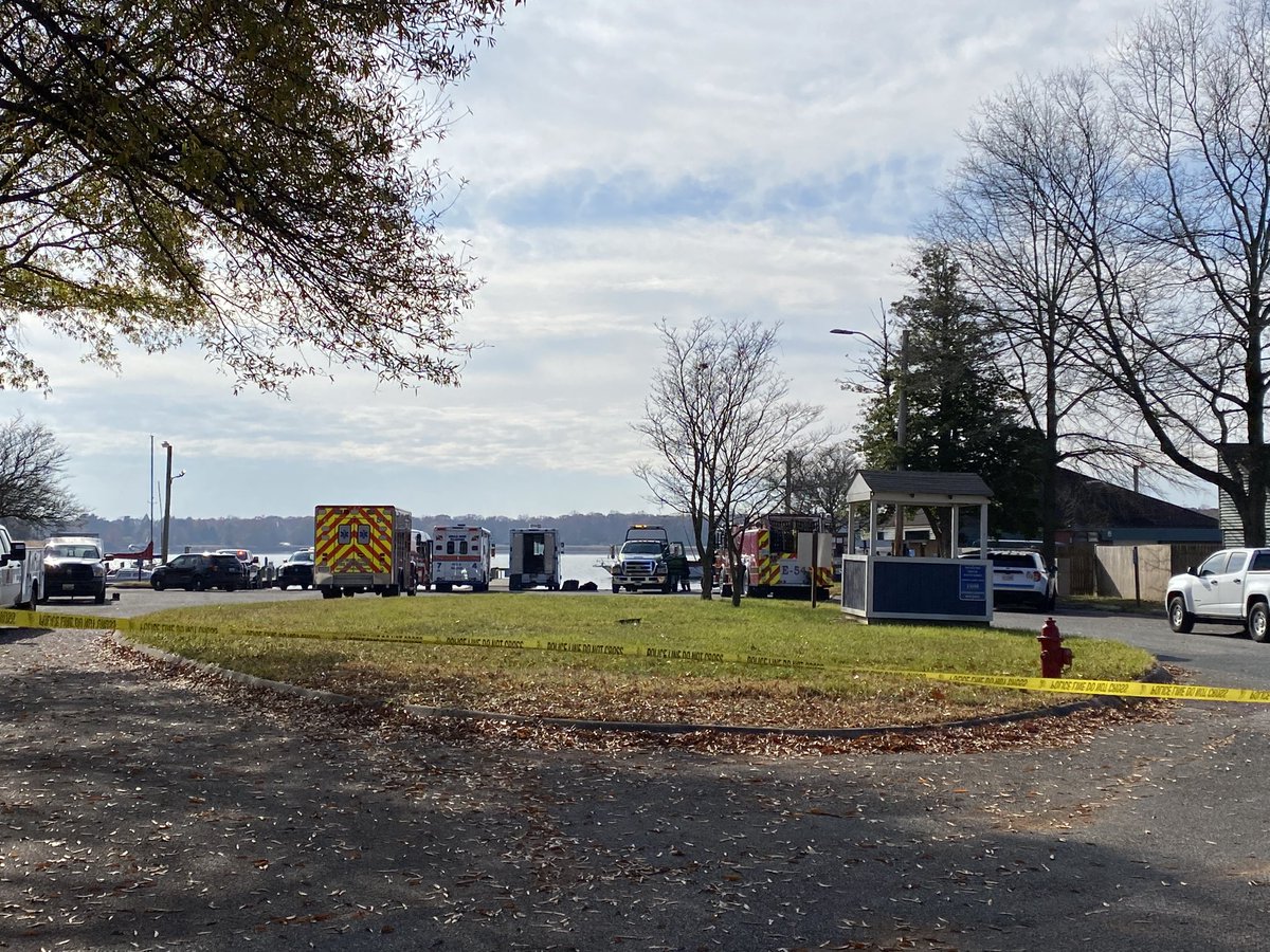 Confirmed one body found in the water at Gunpowder State Park Dundee Creek Marina. A car has just been pulled from the water.