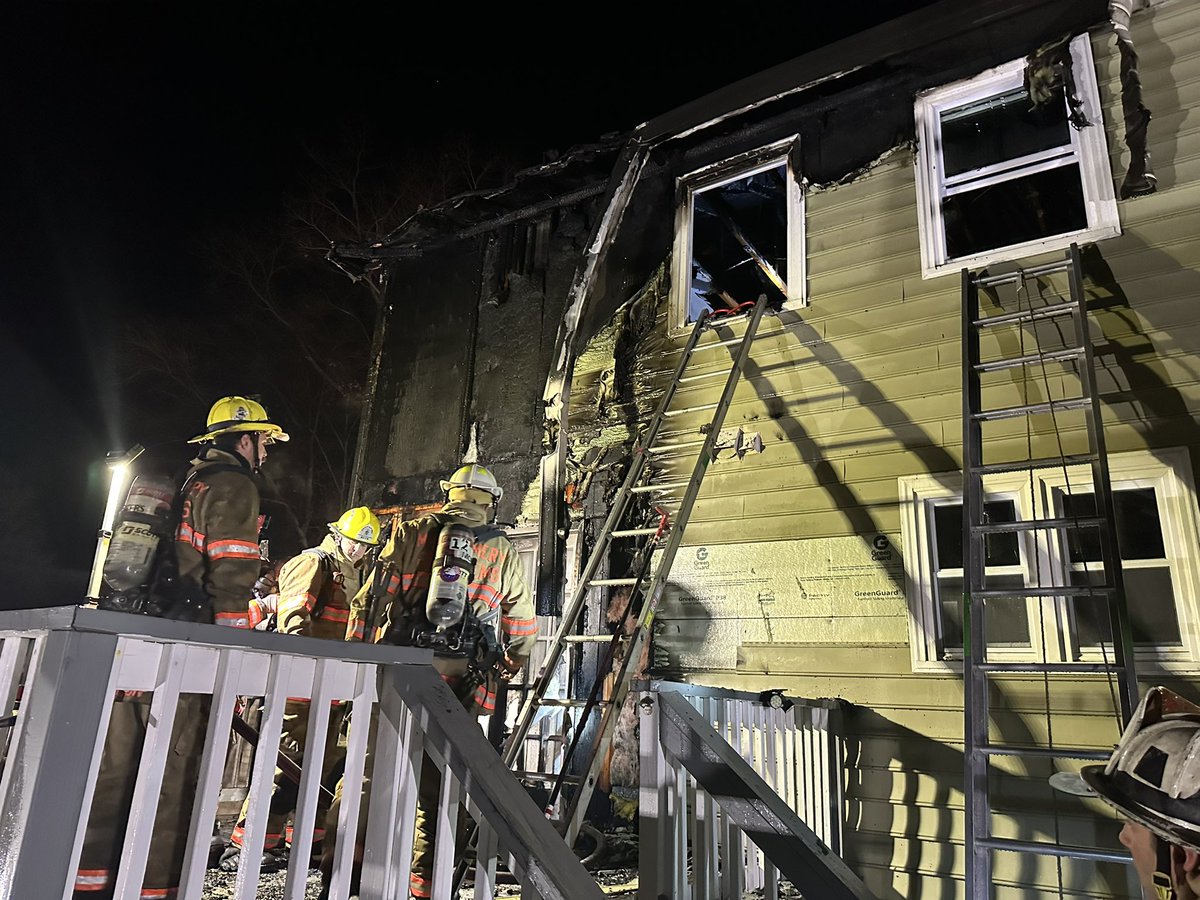 Peacock Lane, Colesville, fire extinguished, appears to have originated on or near the rear deck of house (fire extended into house via attic), no injuries one family & several pets displaced