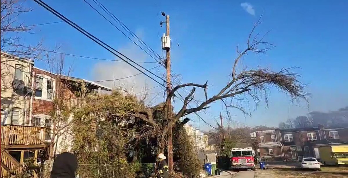 Baltimore Firefighters are fighting a house fire in West Baltimore 2817 Presstman St