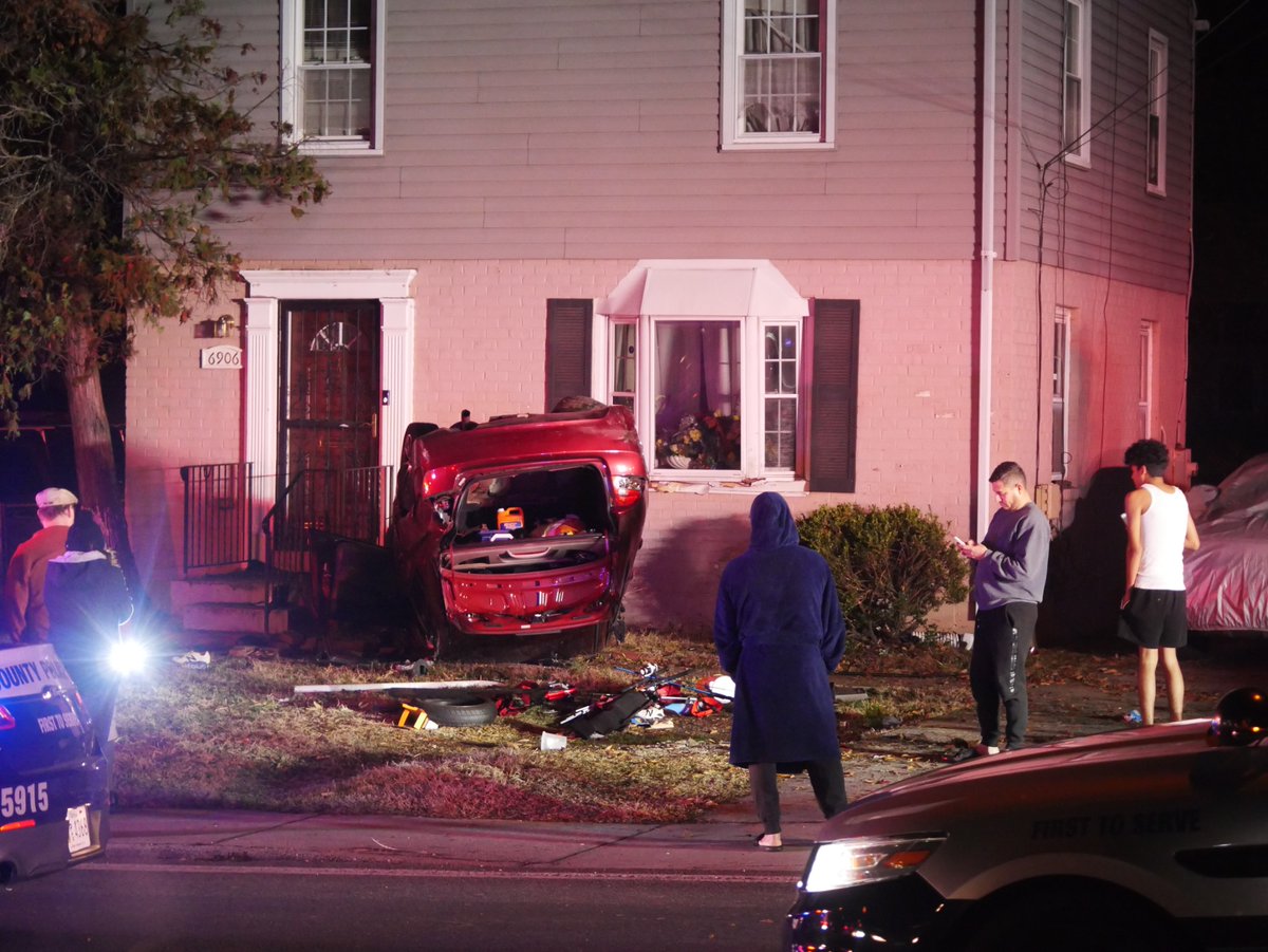 CAR FLIPS OVER, FLIES INTO FRONT PORCH OF A HOME: 6900 block of Riggs Rd in Chillum— this time, it was the next door neighbor’s home that was struck by a flying car. Injuries amazingly are minor 