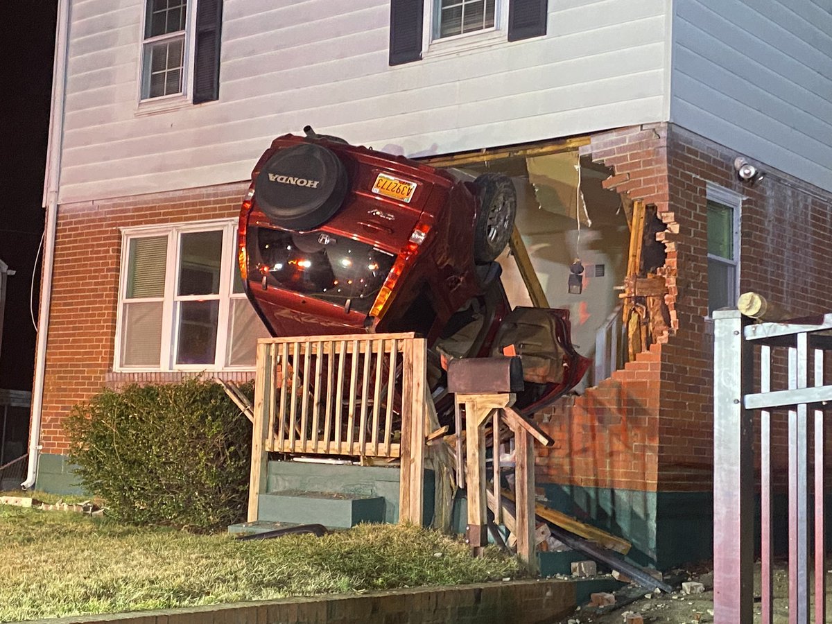 CAR FLIPS OVER, FLIES INTO FRONT PORCH OF A HOME: 6900 block of Riggs Rd in Chillum— this time, it was the next door neighbor’s home that was struck by a flying car. Injuries amazingly are minor 