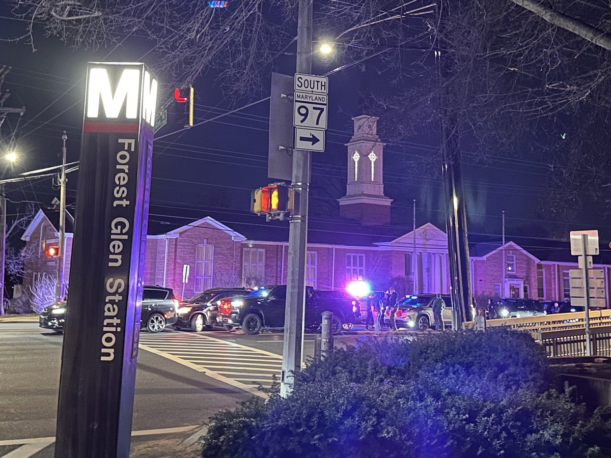 Montgomery County Police boxed-in a recently stolen car on Georgia Ave at Forest Glen Rd near the metro in Silver Spring.The driver tried to (unsuccessfully) ram a cruiser before being taken into custody by plainclothes officers