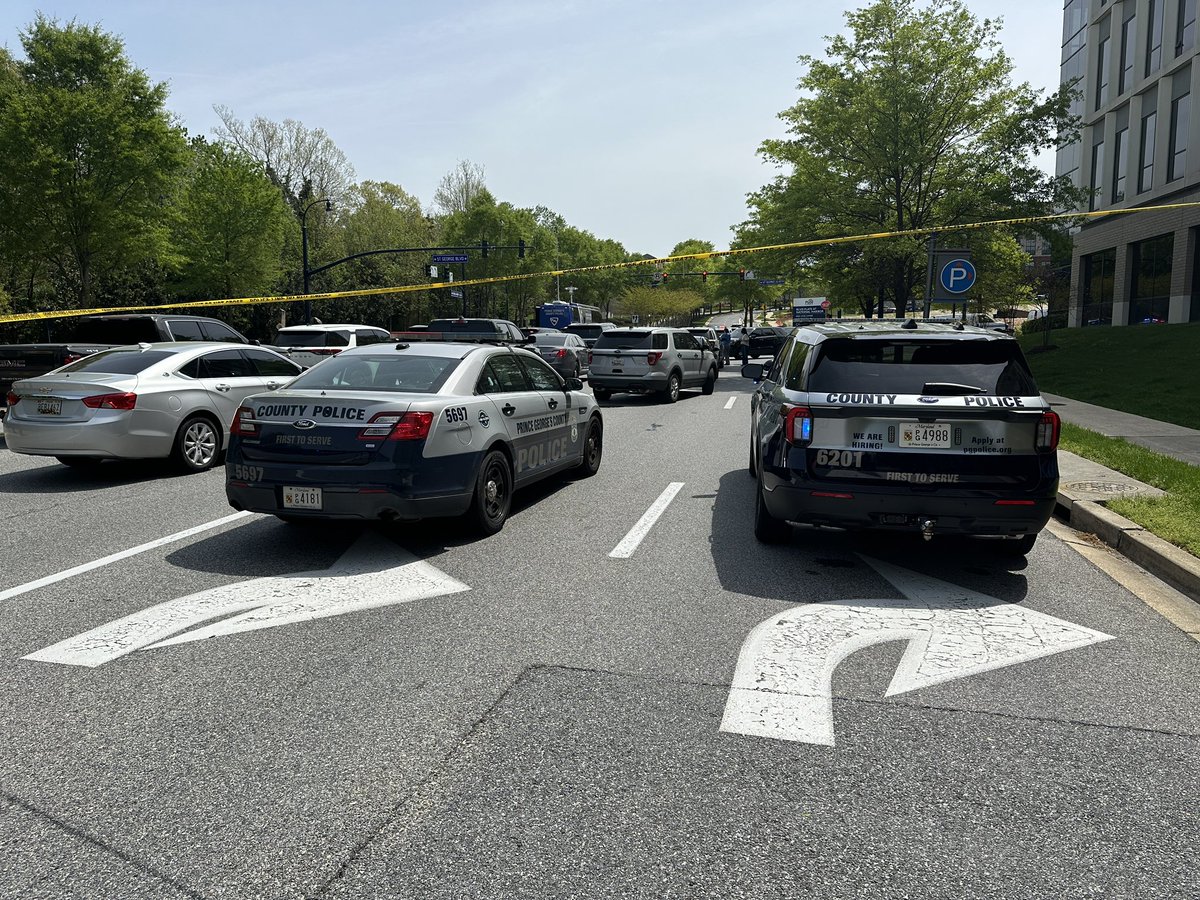 A lot of Prince George’s County Police officers here at National Harbor after an officer involved shooting. 