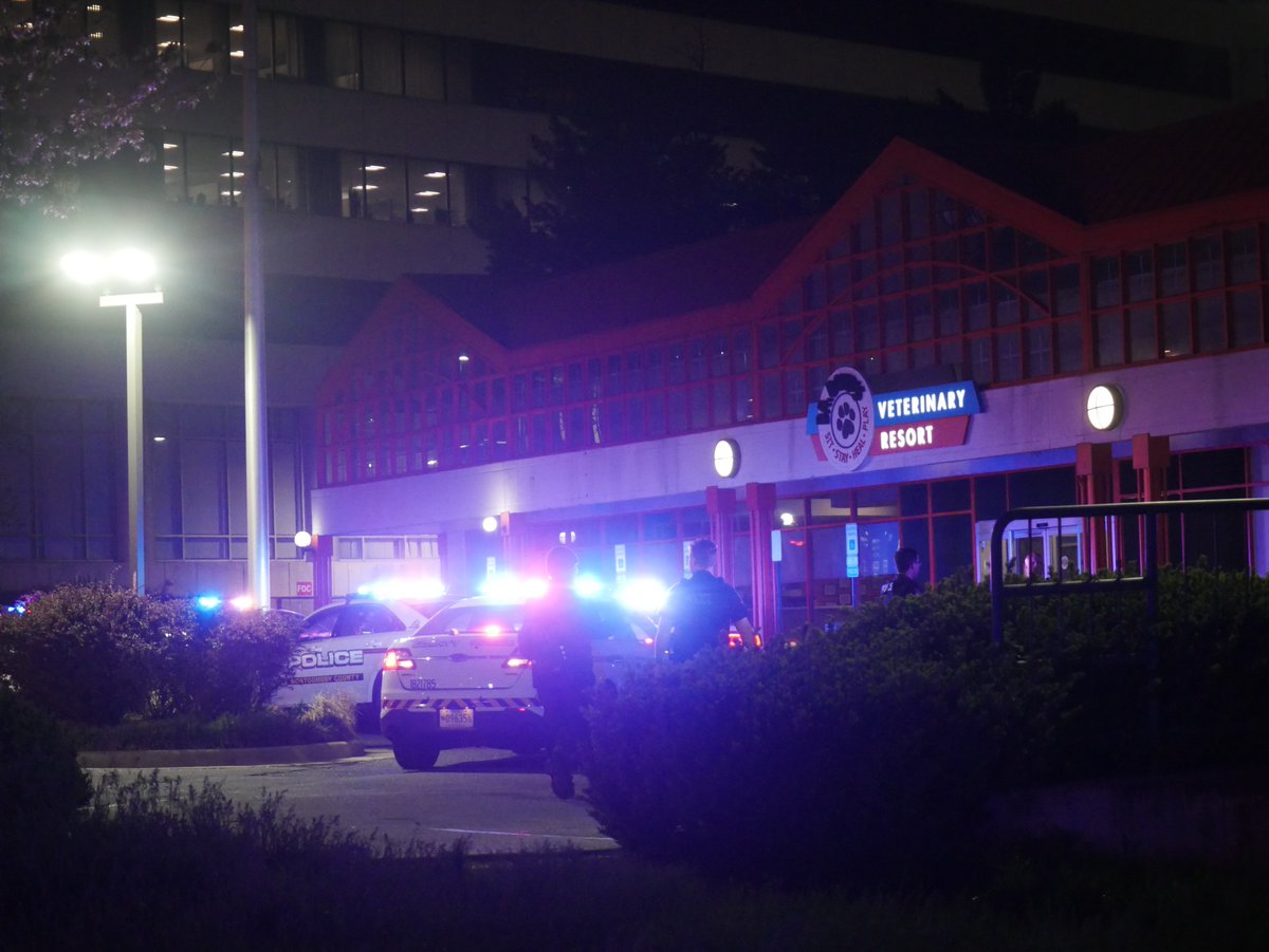ANOTHER SHOOTING IN MOCO: Dr. Boyd’s Veterinary Resort, 11500 block of Rockville Pike in “North Bethesda.” Man in his 20s shot several times by a former co-worker at the vet’s office. Suspect quickly fled from the scene