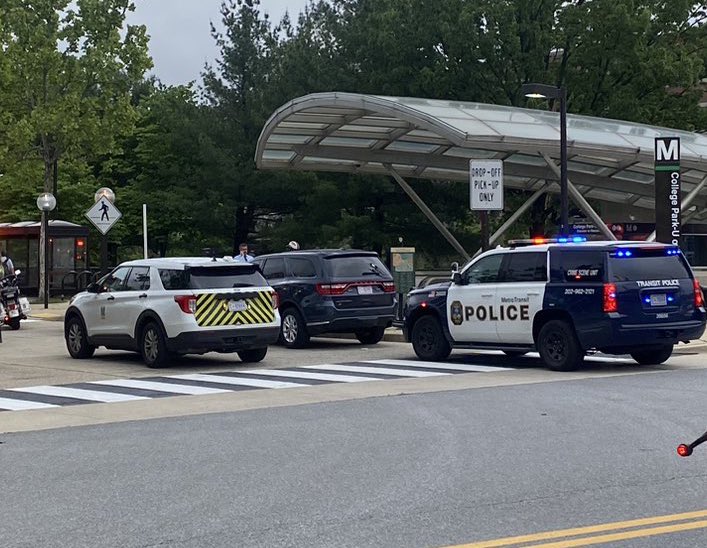 POLICE OFFICER ASSAULTED: College Park Metro on Calvert Rd in College Park— the Metro Transit police officer was assaulted by a fare evader this AM. (who was also previously wanted for Assault on a Police Officer) Pepper spray was used; the male fled onto the bike trail
