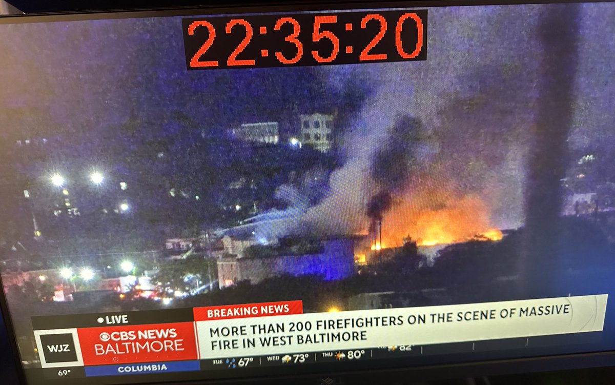 7-alarm fire at W. Baltimore warehouse: More than 200 firefighters on scene. Some people being asked to leave their homes temporarily so crews can have better access to fight flames. Amtrak service currently paused between BAL & DC